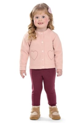 Conjunto Infantil Menina Coração Bordado Colorittá Rosa