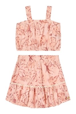 Conjunto Infantil Menina Folhas Tropical Colorittá Rosa