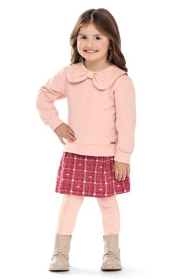 Conjunto Infantil Menina Gola Laço Colorittá Rosa