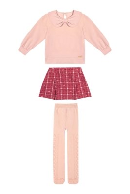 Conjunto Infantil Menina Gola Laço Colorittá Rosa