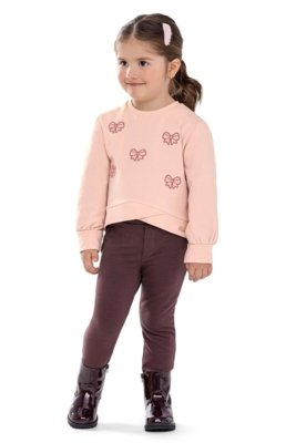 Conjunto Infantil Menina Laços Bordados Colorittá Rosa