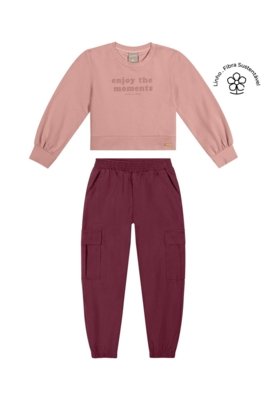 Conjunto Infantil Menina Malha Linho Colorittá Rosa