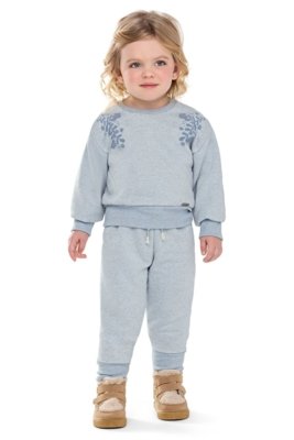 Conjunto Infantil Menina Moletom Floral Colorittá Azul