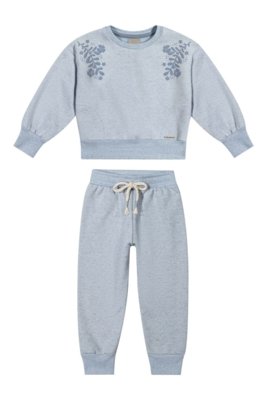 Conjunto Infantil Menina Moletom Floral Colorittá Azul