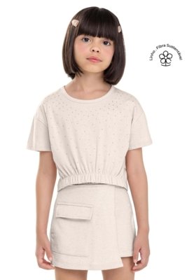 Conjunto Infantil Menina Strass Colorittá Bege