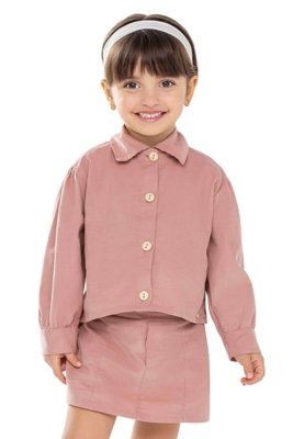 Conjunto Infantil Menina Veludo Cotelê Colorittá Rosa