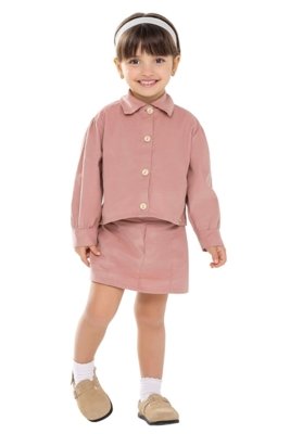 Conjunto Infantil Menina Veludo Cotelê Colorittá Rosa