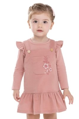 Conjunto Infantil Menina Vestido Floral Colorittá Rosa