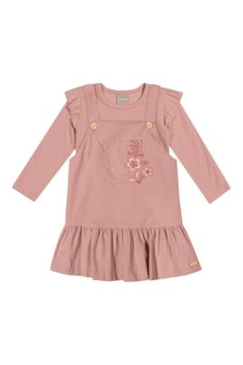 Conjunto Infantil Menina Vestido Floral Colorittá Rosa