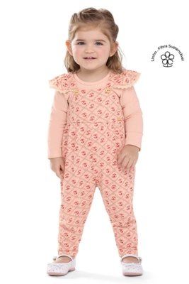 Conjunto Longo Bebê Menina Floral Colorittá Rosa