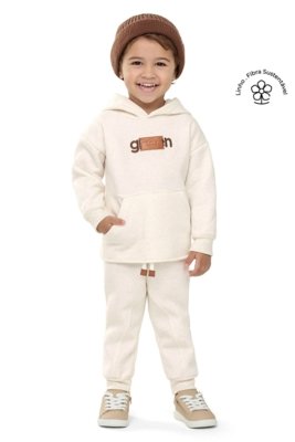 Conjunto Menino Infantil Moletom Linho Colorittá Bege