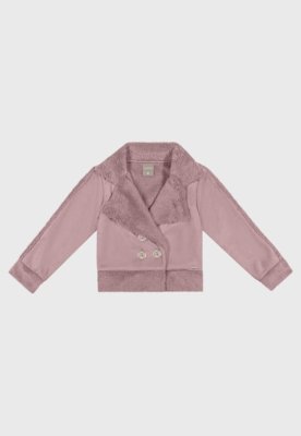 Jaqueta Infantil Coloritta Gola Xale Rosa