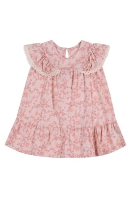 Vestido Bebê Menina Floral Com Babados Colorittá Rosa