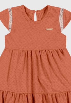 Vestido Infantil Coloritta Detalhe em Renda Terracota