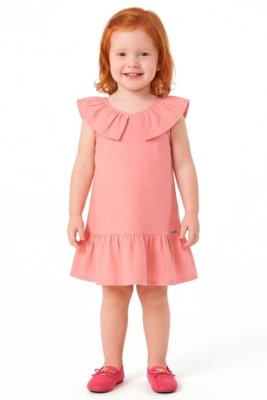 Vestido Infantil Menina Canelado Eco Colorittá Rosa