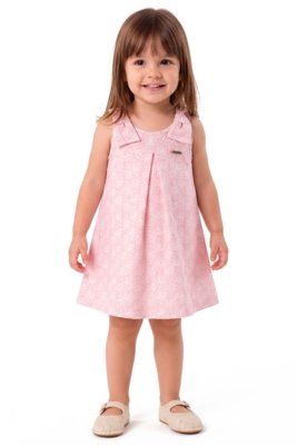 Vestido Infantil Menina Prega Colorittá Rosa