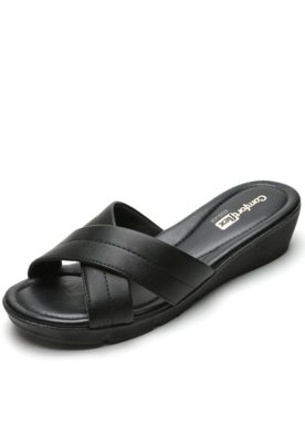 Tamanco Comfortflex Anabela Preto Menor preço em Tamanco Comfortflex Anabela Preto