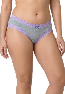 Kit 5 Calcinhas Boneca Plus Size em Algodão Sustentável com Renda Multicolorido