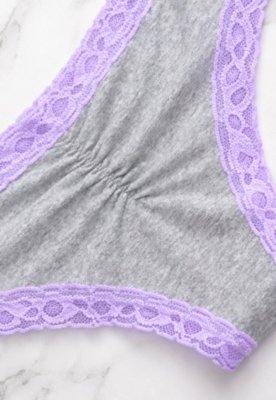 Kit 5 Calcinhas Boneca Plus Size em Algodão Sustentável com Renda Multicolorido