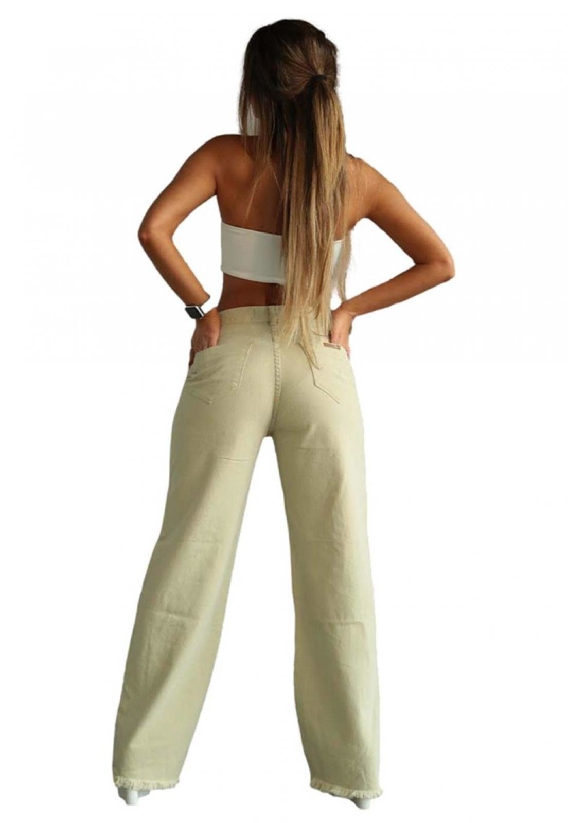 calça jeans consciência jeans wide leg nude compre agora dafiti brasil