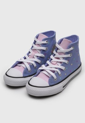Tênis Converse Cano Alto All Star Poá Roxo