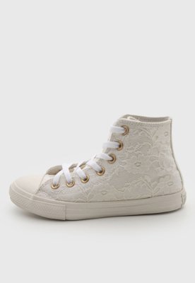 Tênis Infantil Converse Cano Médio Detalhe Rendado Branco