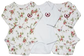 Kit 3Pçs Bodies Coquelicot Florzinhas Branco Menor preço em Kit 3Pçs Bodies Coquelicot Florzinhas Branco