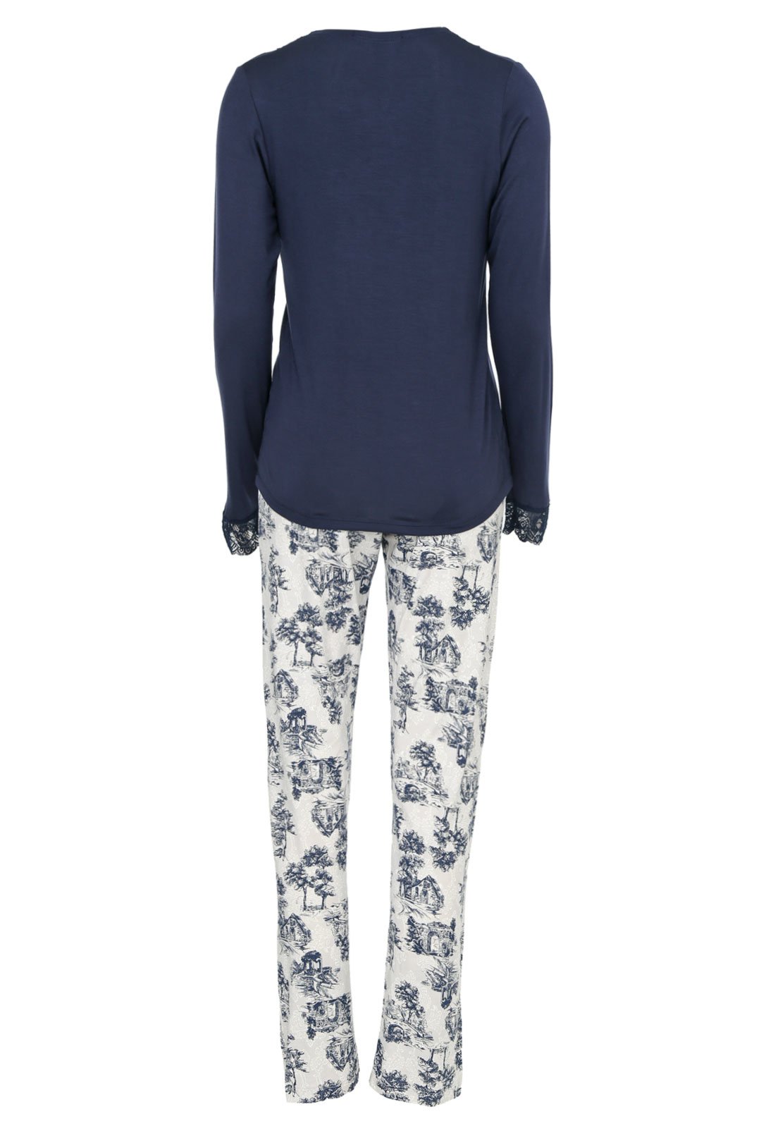 Pijama Cor com Amor Estampado Azul-Marinho/Cinza - Marca Cor com Amor