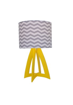 Luminária de Mesa Abajur Chevron Crie Casa Cinza e Amarelo Menor preço em Luminária de Mesa Abajur Chevron Crie Casa Cinza e Amarelo