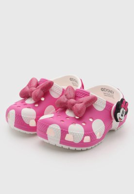 Chinelo Infantil Crocs Classic Clog Minnie Rosa