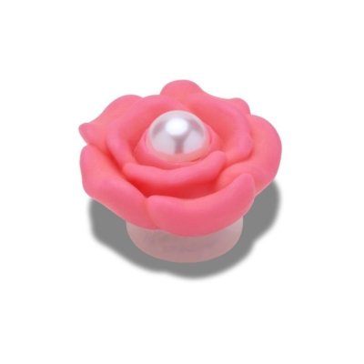 Jibbitz™ Flor Rosa Com Pérola Único Branco