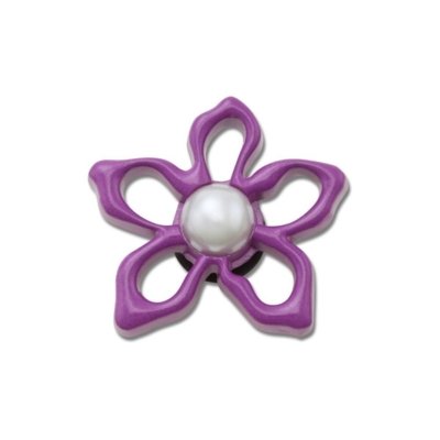 Jibbitz™ Floral Roxo com Pérola Único Branco
