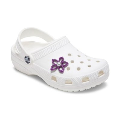 Jibbitz™ Floral Roxo com Pérola Único Branco