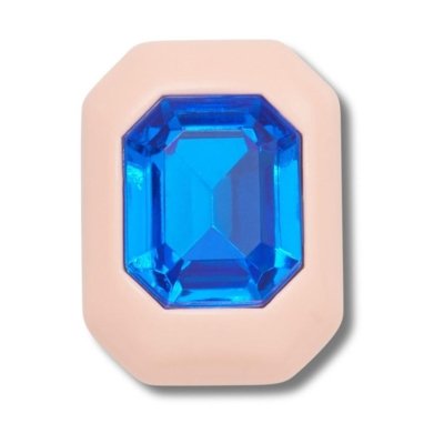 Jibbitz™ Retângulo Rosa com Pedra Único Branco