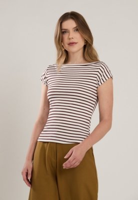 Blusa Crorela Ribana Listrada Marrom