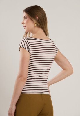 Blusa Crorela Ribana Listrada Marrom