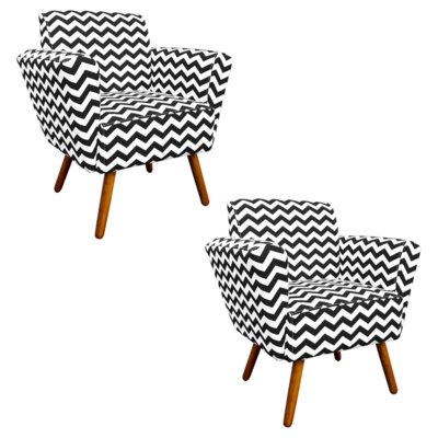 Kit 02 Poltronas Decorativa D 39 Rossi Interiores Dora Estampado Zig Zag Preto Compre Agora Tricae Brasil