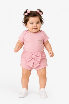 Conjunto Bebê Laço D Bell Outlet Fashion Rosa