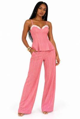 Conjunto Peplum com Renda D Bell Outlet Fashion Rosa