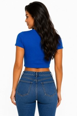 Cropped D Bell Outlet Fashion Ribana Brasil Azul