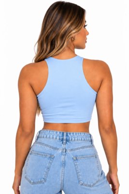 Cropped Regata D Bell Outlet Fashion Basic Azul Bebê