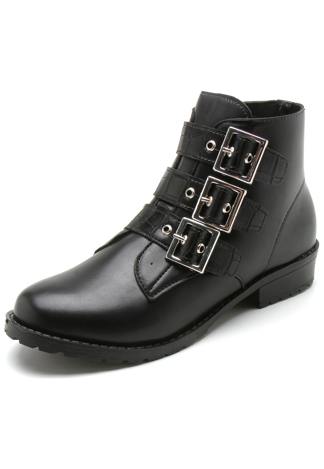 Bota Coturno DAFITI SHOES Fivela Preta - Compre Agora