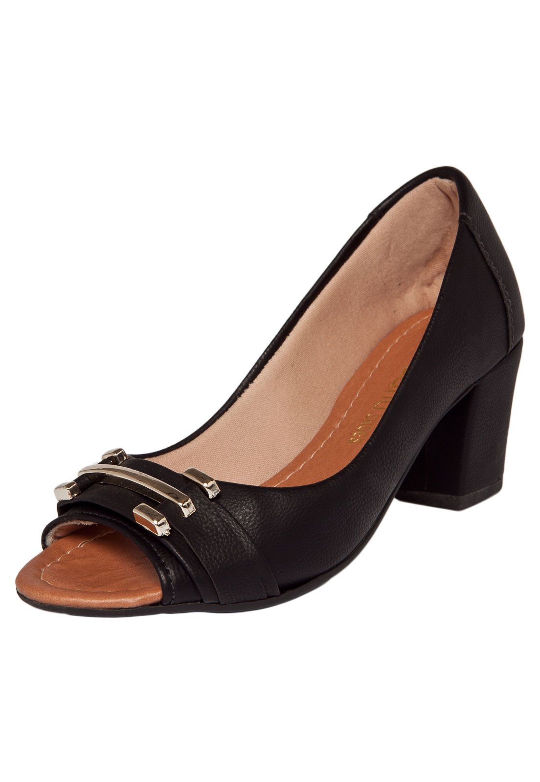 Peep Toe DAFITI SHOES Salto Grosso Preto - Compre Agora