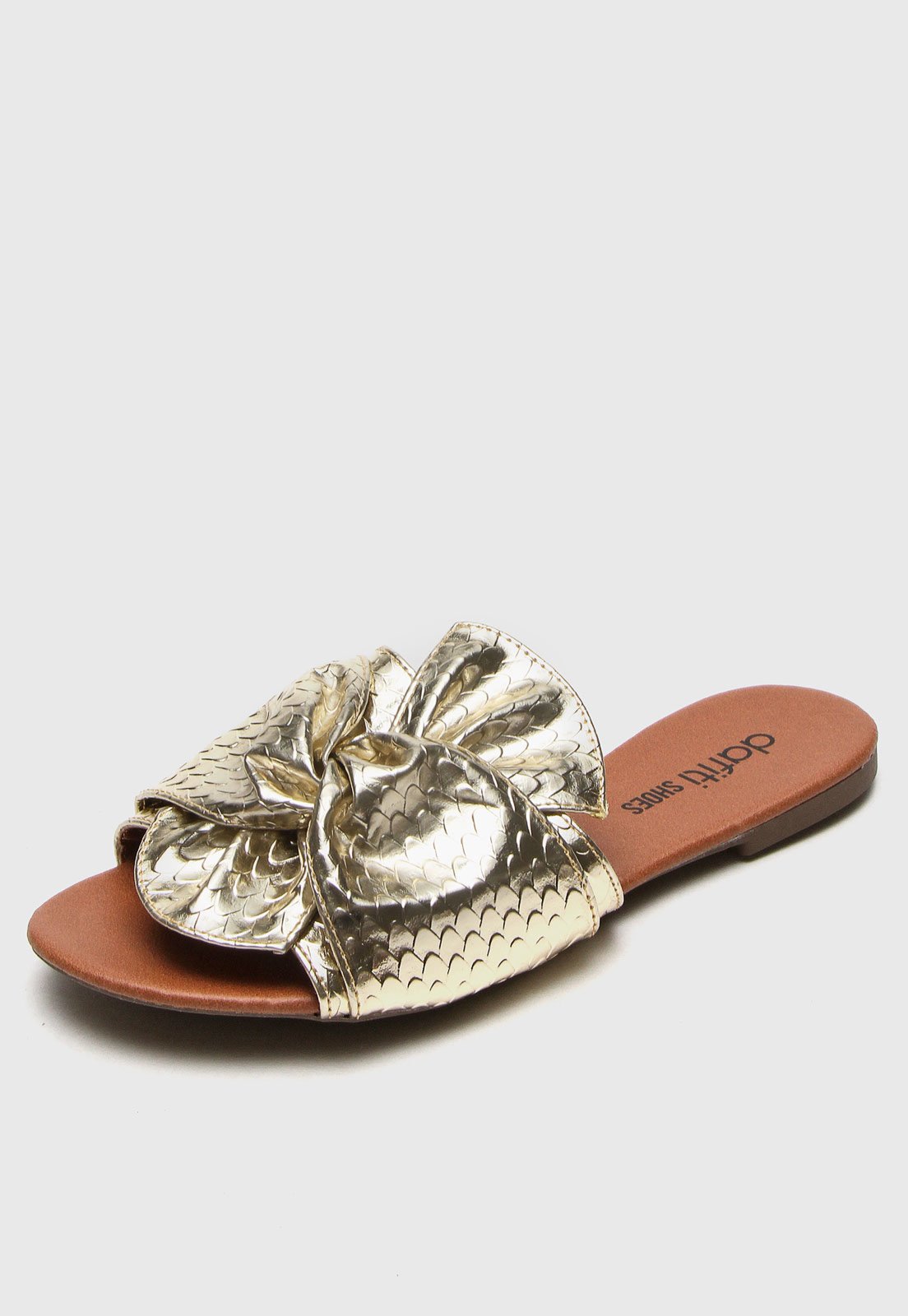 Rasteira DAFITI SHOES Metalizada Dourada - Compre Agora