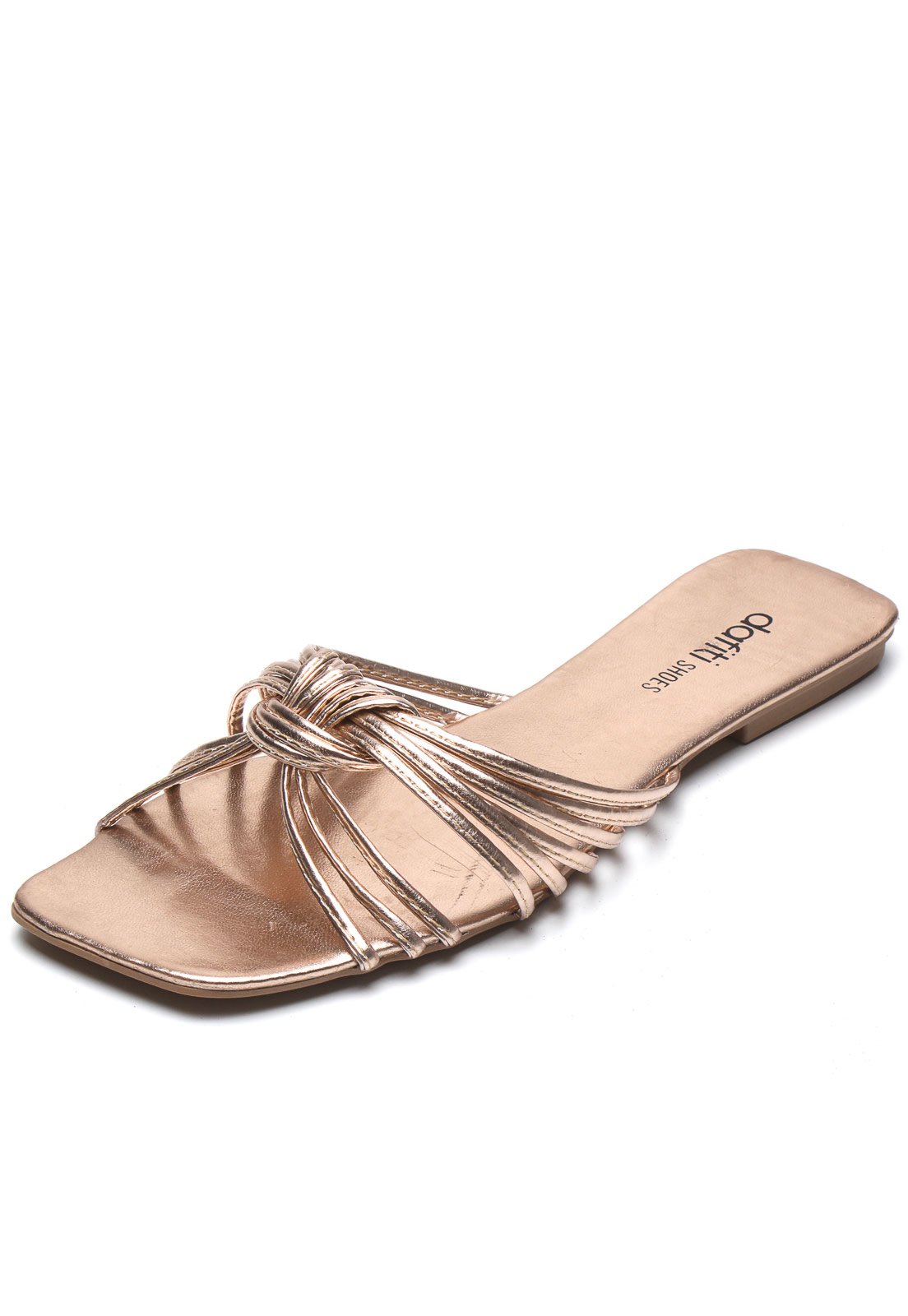 Rasteira DAFITI SHOES Metalizada Dourada - Compre Agora