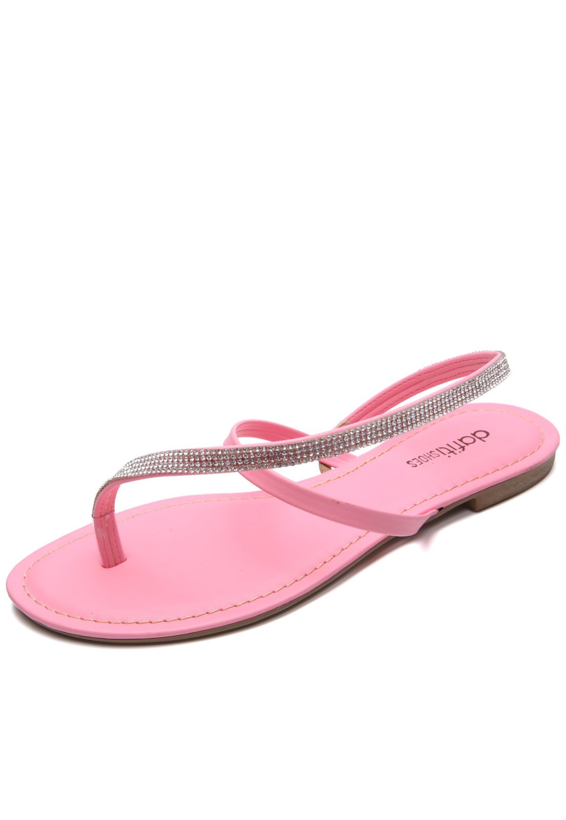 Rasteira Dafiti Shoes Strass Rosa - Compre Agora