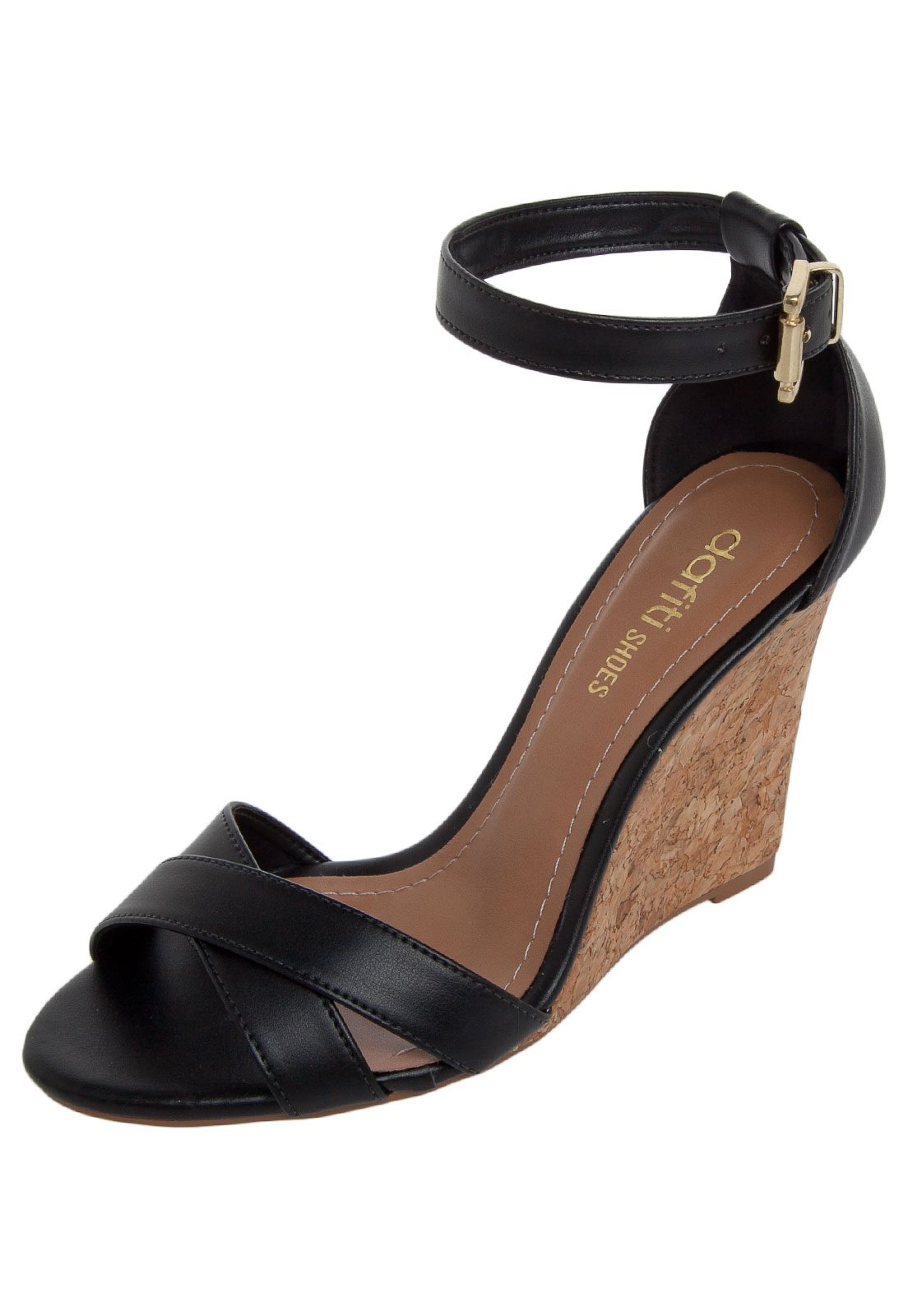 Sandália DAFITI SHOES Anabela Preta - Compre Agora