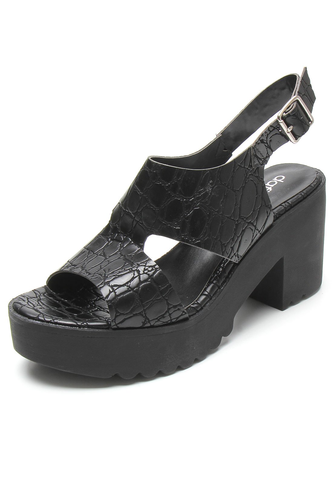 Sandália DAFITI SHOES Salto Grosso Preto - Compre Agora