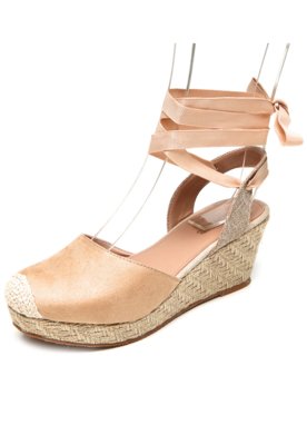 Sandália Dafiti Shoes Amarração Strass Nude - Compre Agora