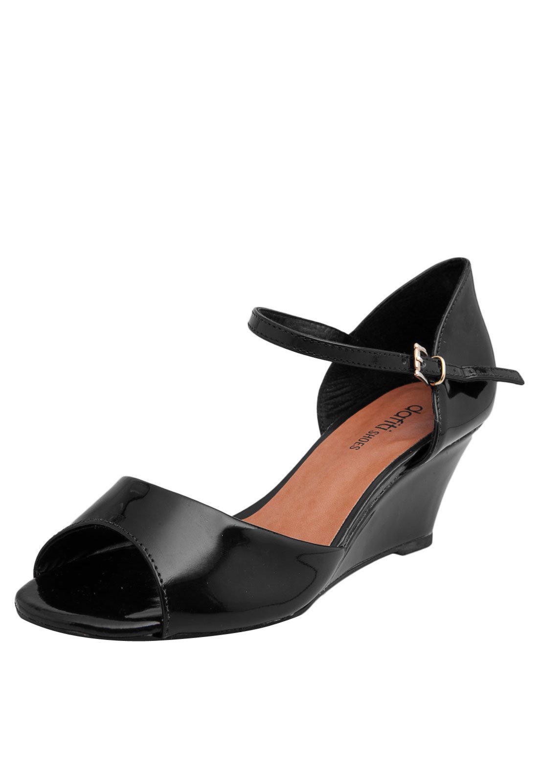 Sandália DAFITI SHOES Anabela Preta - Compre Agora